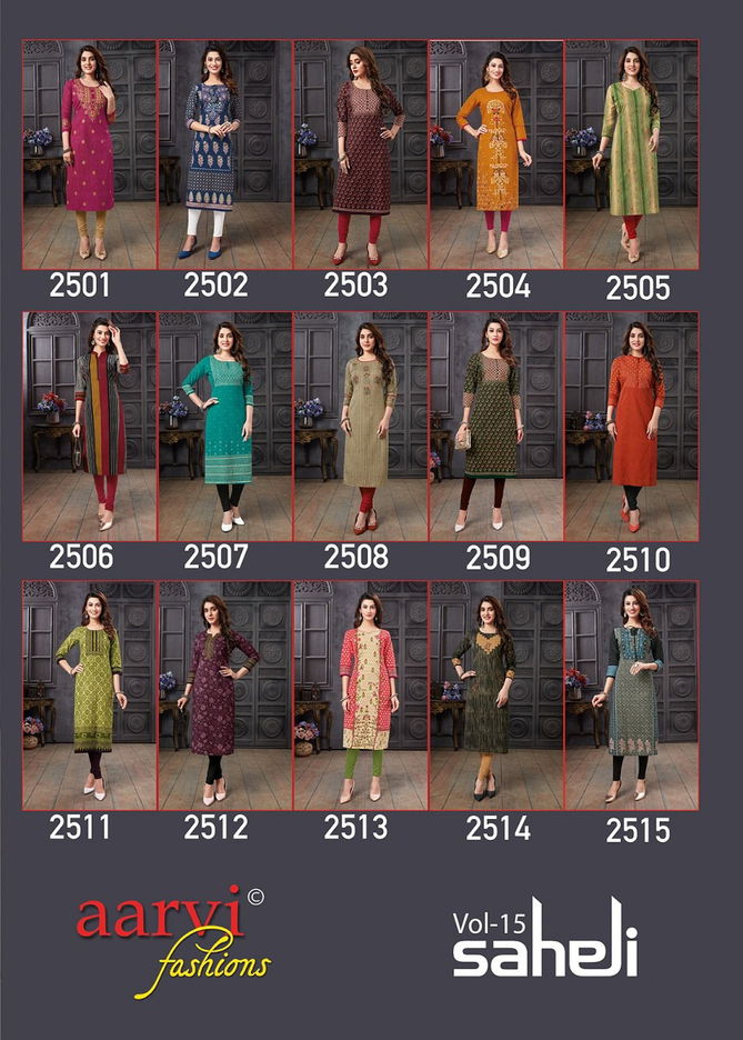 Saheli Vol 15 By Aarvi Designer Kurtis Catalog